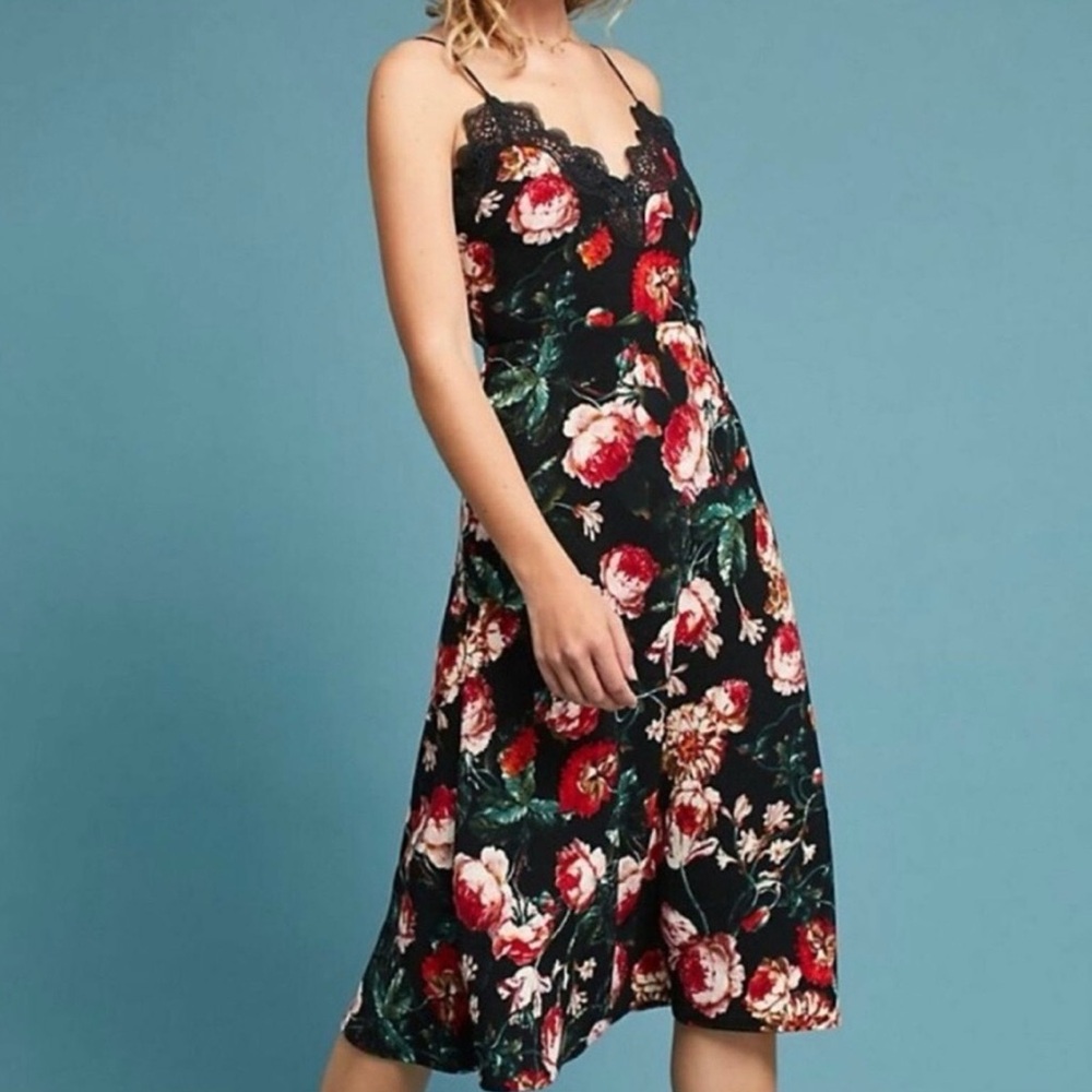 Foxiedox Autumnal Floral Lace Slip Dress